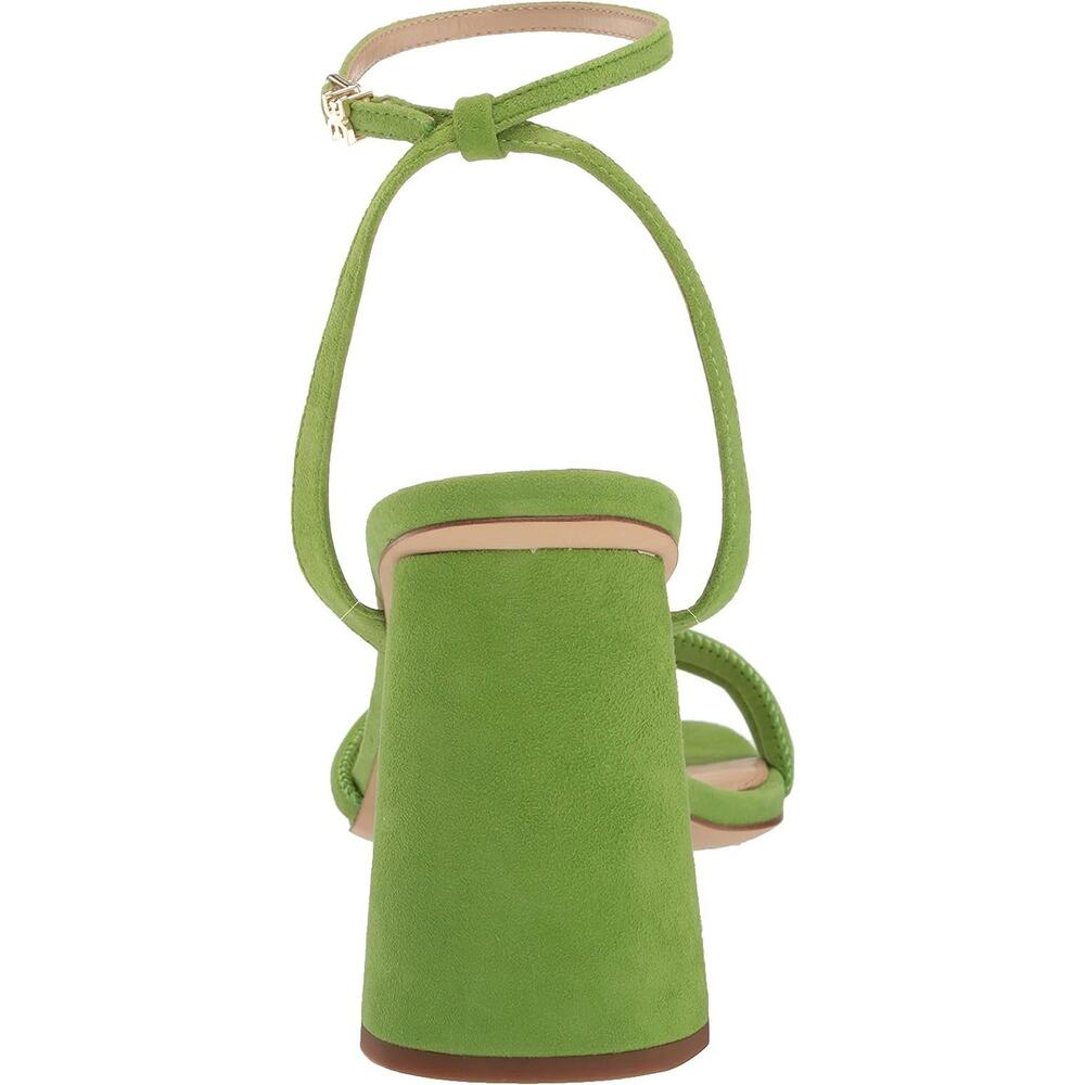 Sam Edelman Kia Block Heel Sandal 8.5 Apple Green Suede Square Toe Ankle Strap - Picture 3 of 16